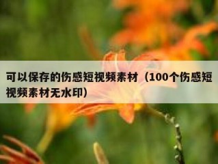 可以保存的伤感短视频素材（100个伤感短视频素材无水印）