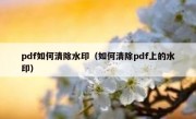 pdf如何清除水印（如何清除pdf上的水印）