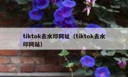 tiktok去水印网址（tiktok去水印网站）