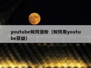 youtube如何涨粉（如何用youtube获益）