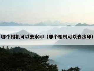 哪个相机可以去水印（那个相机可以去水印）