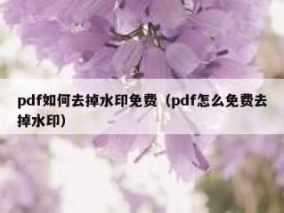 pdf如何去掉水印免费（pdf怎么免费去掉水印）