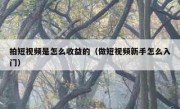 拍短视频是怎么收益的（做短视频新手怎么入门）