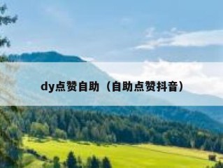 dy点赞自助（自助点赞抖音）