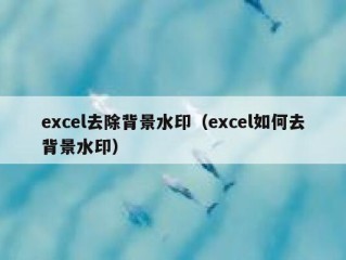 excel去除背景水印（excel如何去背景水印）