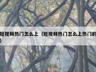 短视频热门怎么上（短视频热门怎么上热门的）