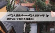 pdf怎么转换成word怎么去掉水印（pdf转word如何去掉水印）