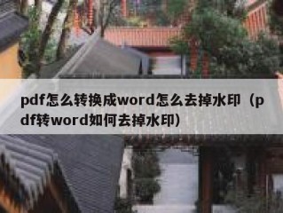 pdf怎么转换成word怎么去掉水印（pdf转word如何去掉水印）