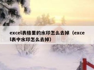 excel表格里的水印怎么去掉（excel表中水印怎么去掉）