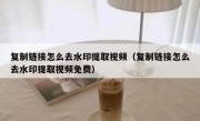 复制链接怎么去水印提取视频（复制链接怎么去水印提取视频免费）