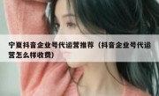 宁夏抖音企业号代运营推荐（抖音企业号代运营怎么样收费）