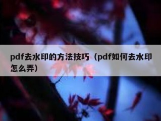 pdf去水印的方法技巧（pdf如何去水印怎么弄）