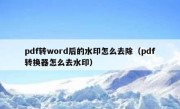 pdf转word后的水印怎么去除（pdf转换器怎么去水印）