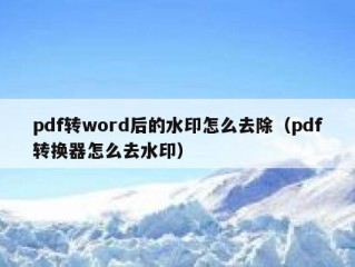 pdf转word后的水印怎么去除（pdf转换器怎么去水印）