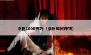 涨粉1000技巧（涨粉如何赚钱）