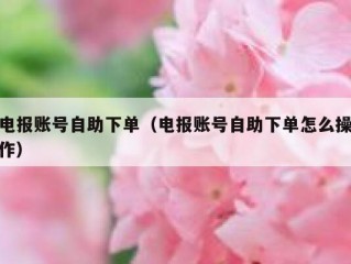 电报账号自助下单（电报账号自助下单怎么操作）