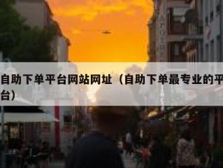 自助下单平台网站网址（自助下单最专业的平台）