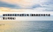 浦东新区抖音代运营公司（浦东新区抖音代运营公司地址）