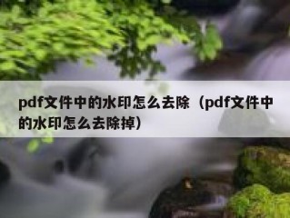 pdf文件中的水印怎么去除（pdf文件中的水印怎么去除掉）