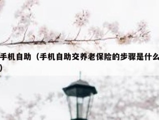 手机自助（手机自助交养老保险的步骤是什么）