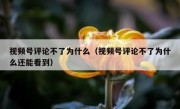 视频号评论不了为什么（视频号评论不了为什么还能看到）