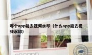 哪个app能去视频水印（什么app能去视频水印）