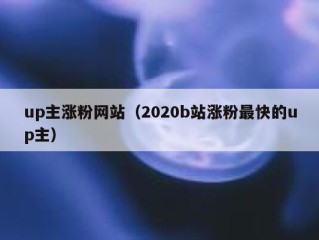 up主涨粉网站（2020b站涨粉最快的up主）