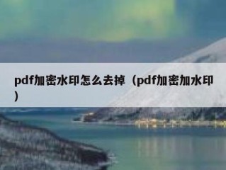 pdf加密水印怎么去掉（pdf加密加水印）