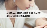 pdf转word后怎么删除水印（pdf转成word后水印怎么去掉）