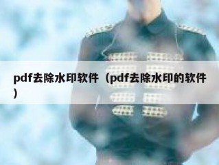 pdf去除水印软件（pdf去除水印的软件）