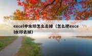 excel中水印怎么去掉（怎么把excel水印去掉）