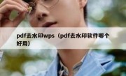 pdf去水印wps（pdf去水印软件哪个好用）