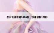 怎么快速涨到1000粉（快速涨粉18招）