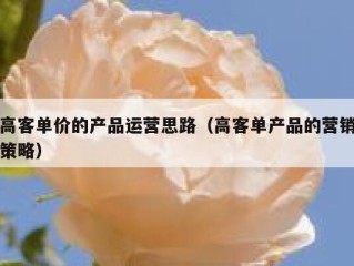 高客单价的产品运营思路（高客单产品的营销策略）