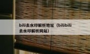 bili去水印解析地址（bilibili去水印解析网站）