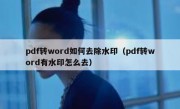 pdf转word如何去除水印（pdf转word有水印怎么去）