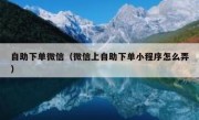 自助下单微信（微信上自助下单小程序怎么弄）