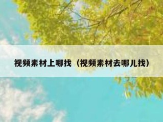 视频素材上哪找（视频素材去哪儿找）