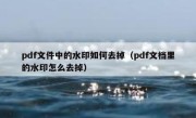 pdf文件中的水印如何去掉（pdf文档里的水印怎么去掉）