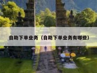 自助下单业务（自助下单业务有哪些）